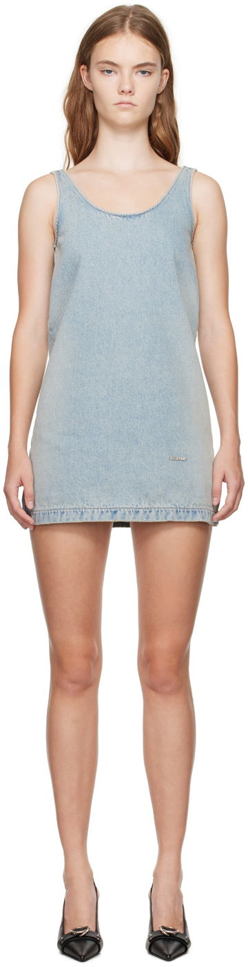 Mekko We11done We11done Faded Denim Mini Dress Sininen | WD-DO2-24-358-W-SK