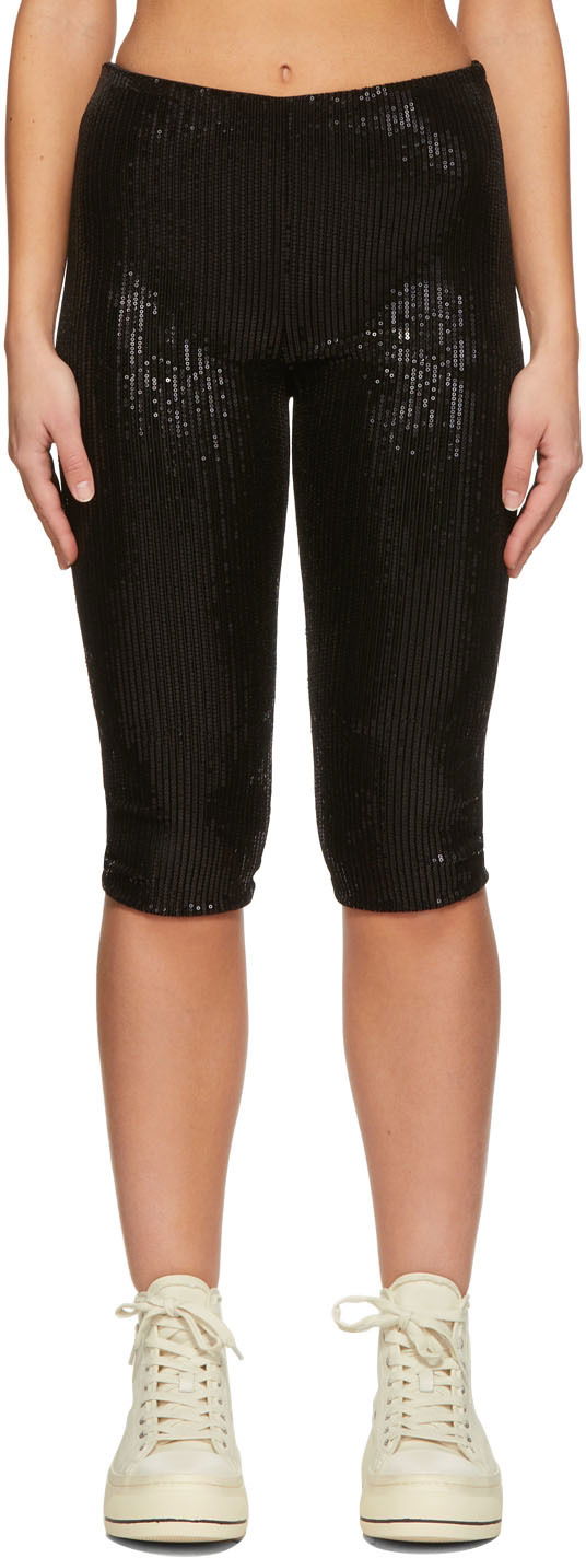 Leggingsit We11done We11done Sequin Cycling Shorts Musta | WD-PT1-22-295-W-BK
