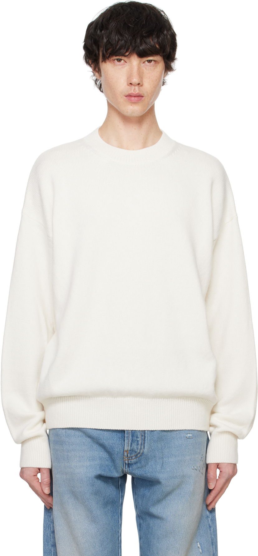 Villapaita Palm Angels Monogram Series Knit Sweater Valkoinen | PMHE054F24KNI0020310