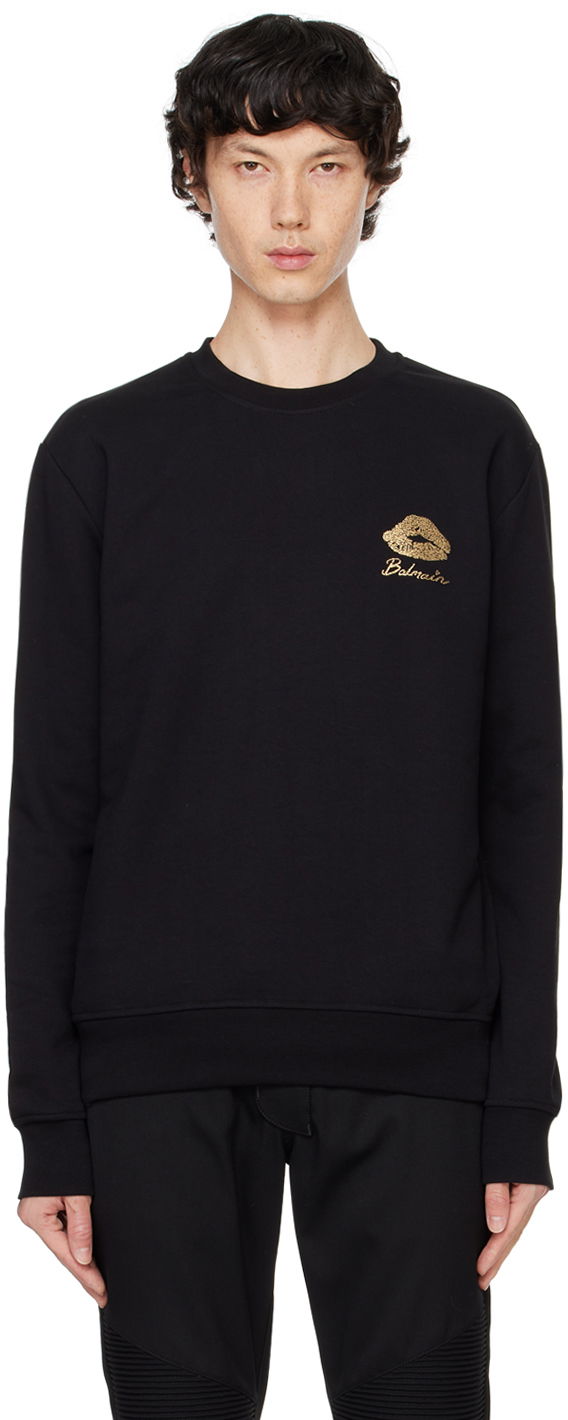 Huppari Balmain 'Kiss' Print Sweatshirt Musta | DH0JQ040GE09