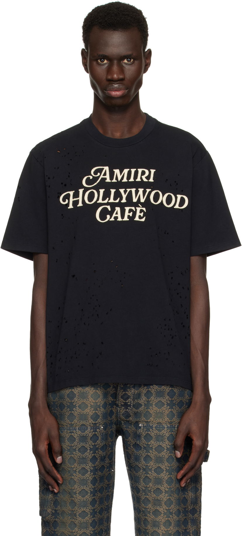 T-paita AMIRI Amiri Hollywood Cafe Distressed T-Shirt Musta | AMJYTE1176