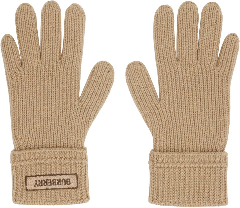 Käsineet Burberry Burberry Wool Gloves with Logo Patch Beige | 8114594