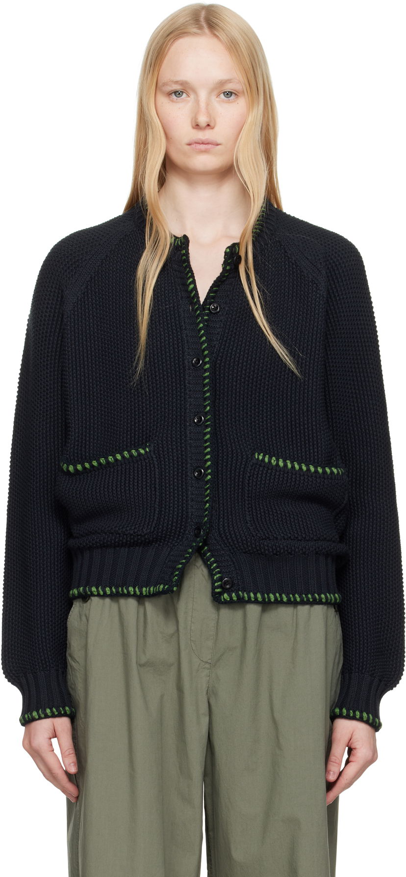 Villapaita YMC YMC Lotus Knit Cardigan Musta | Q8YAH