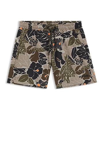 Shortsit BOSS Quick-Dry Printed Swim Shorts Beige | 50510061