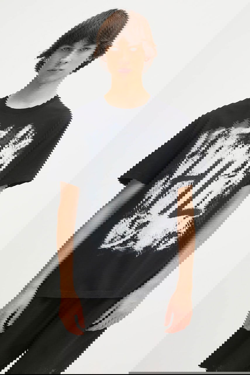 T-paita Helmut Lang Helmut Lang Scribble Graphic T-Shirt Musta | P02HM511, 0