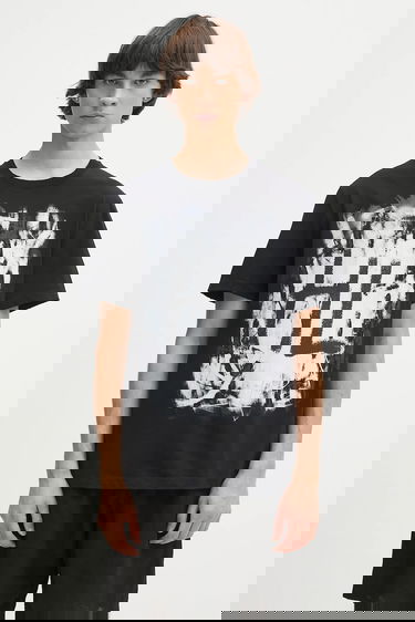 T-paita Helmut Lang Helmut Lang Scribble Graphic T-Shirt Musta | P02HM511, 0