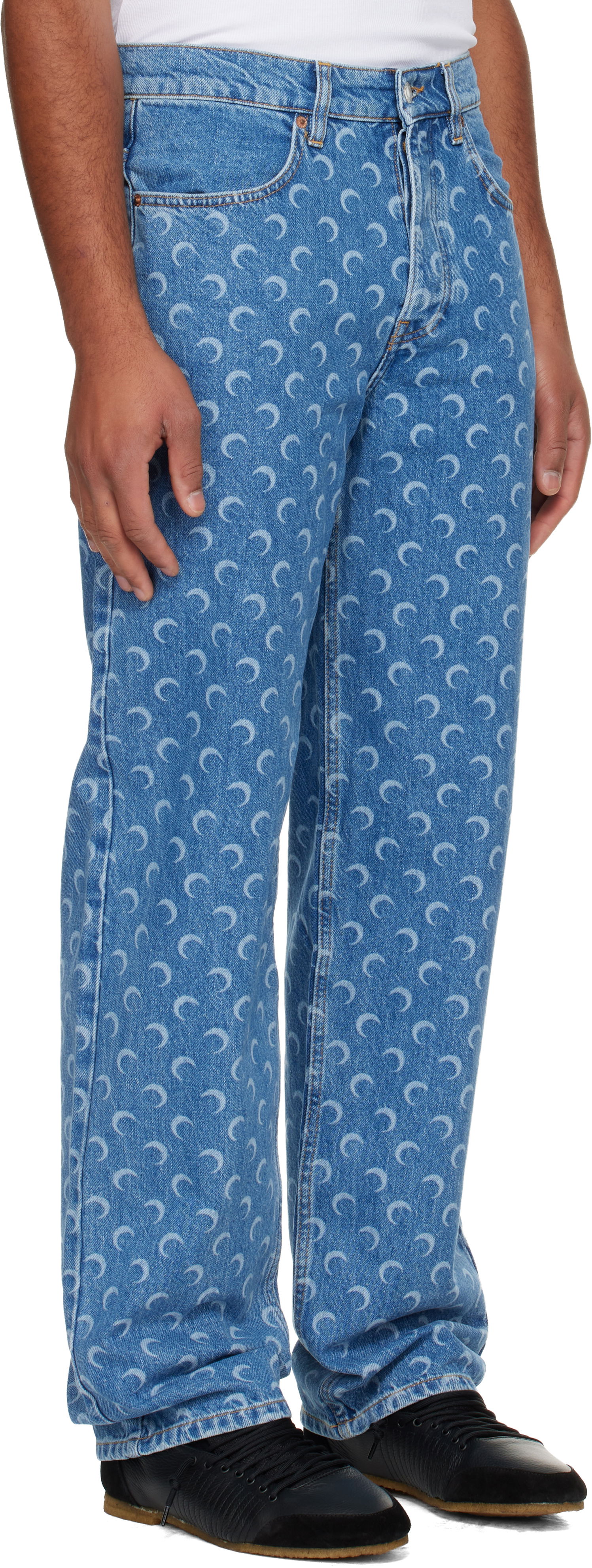 Jeans Marine Serre Moon Laser Baggy Jeans Sininen | MPA070BCDEN0002, 1