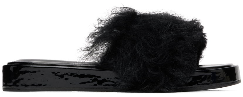 Asusteet BY FAR BY FAR Shana Furry Slides Musta | 22FWSAHSBLTOS
