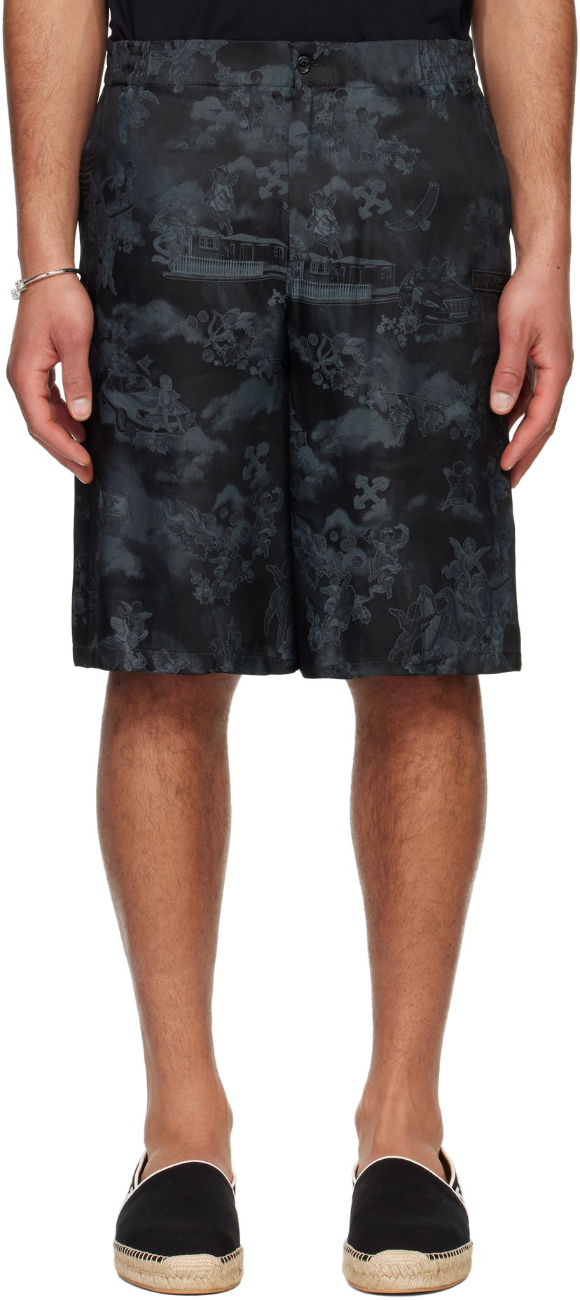 Shortsit Off-White Off-White Jacquard Fresco Bowling Shorts Musta | OMCB092S25FAB0020200