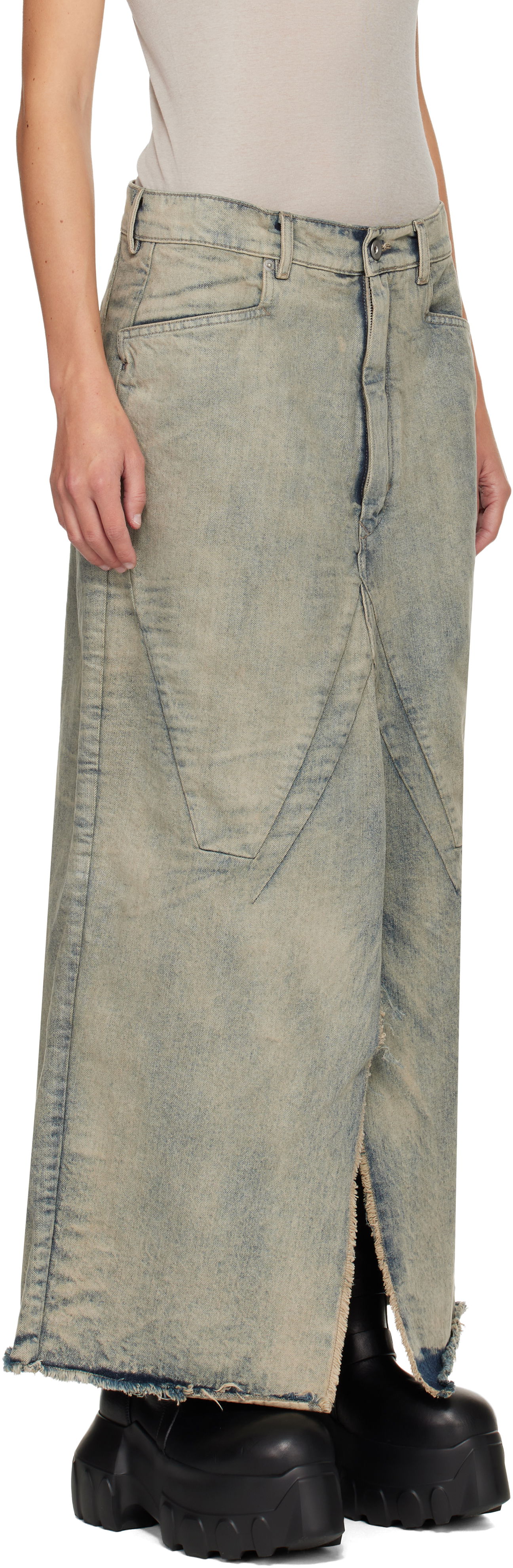 Hame Rick Owens Rick Owens Concordians Long Slivered Denim Midi Skirt Sininen | RP02E4367 DWG, 1