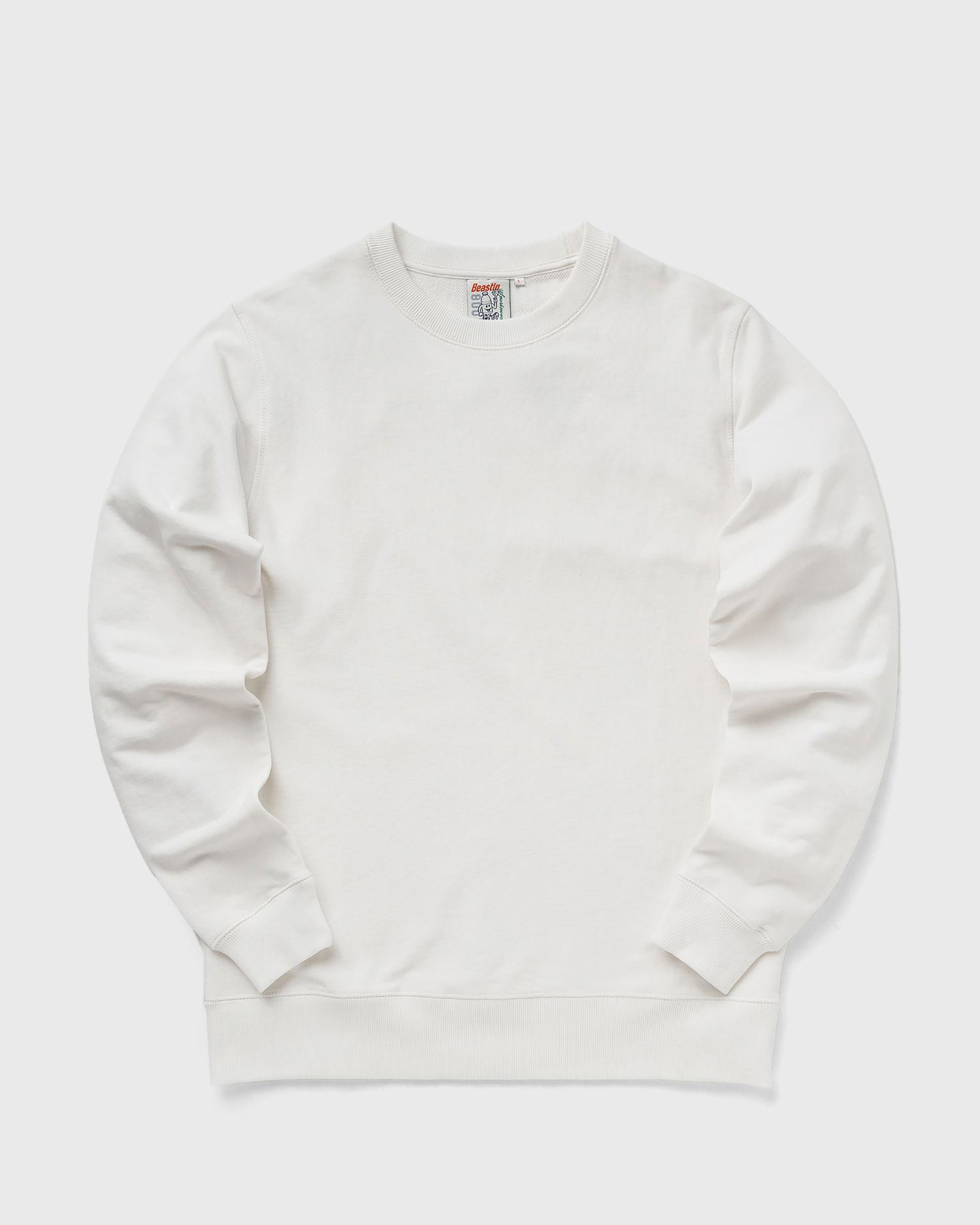 Huppari BSTN Basic Ribbed Crewneck Sweatshirt Valkoinen | BEASTIN-PLAIN19-UND-30, 1