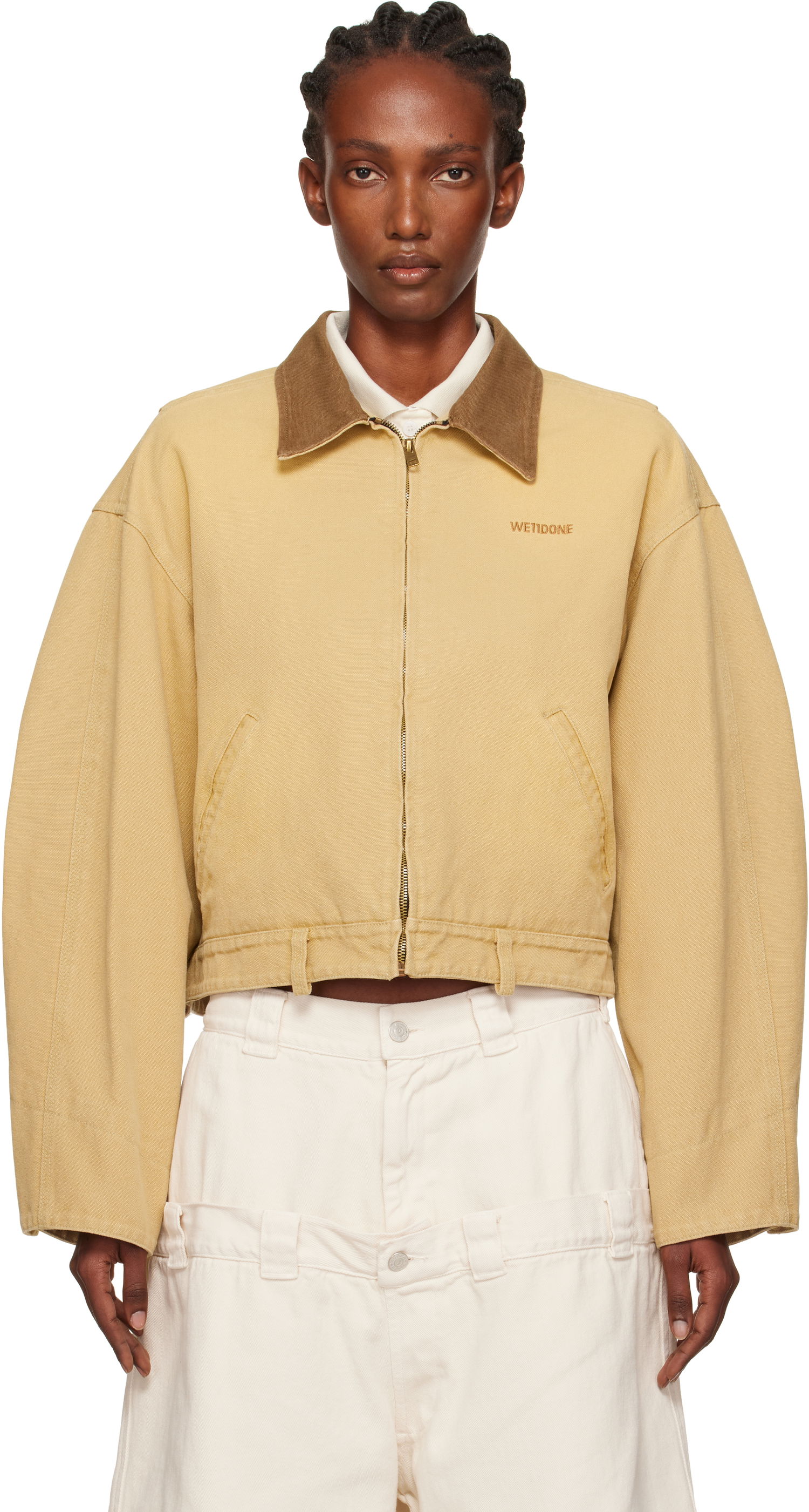 Takki We11done We11done Washed Work Cropped Jacket Beige | WD-JK2-25-008-W-BG, 0