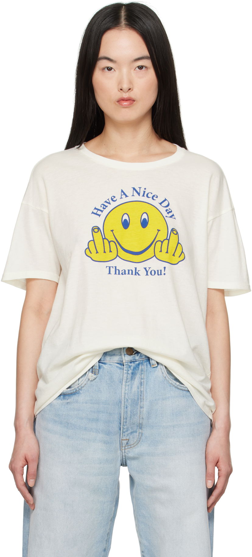 T-paita R13 R13 'Have A Nice Day' Relaxed T-Shirt Valkoinen | R13WK141-K120B