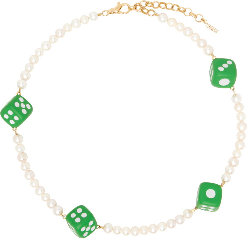 Kaulakoru VEERT VEERT Pearl and Dice Necklace Vihreä | CA07PL