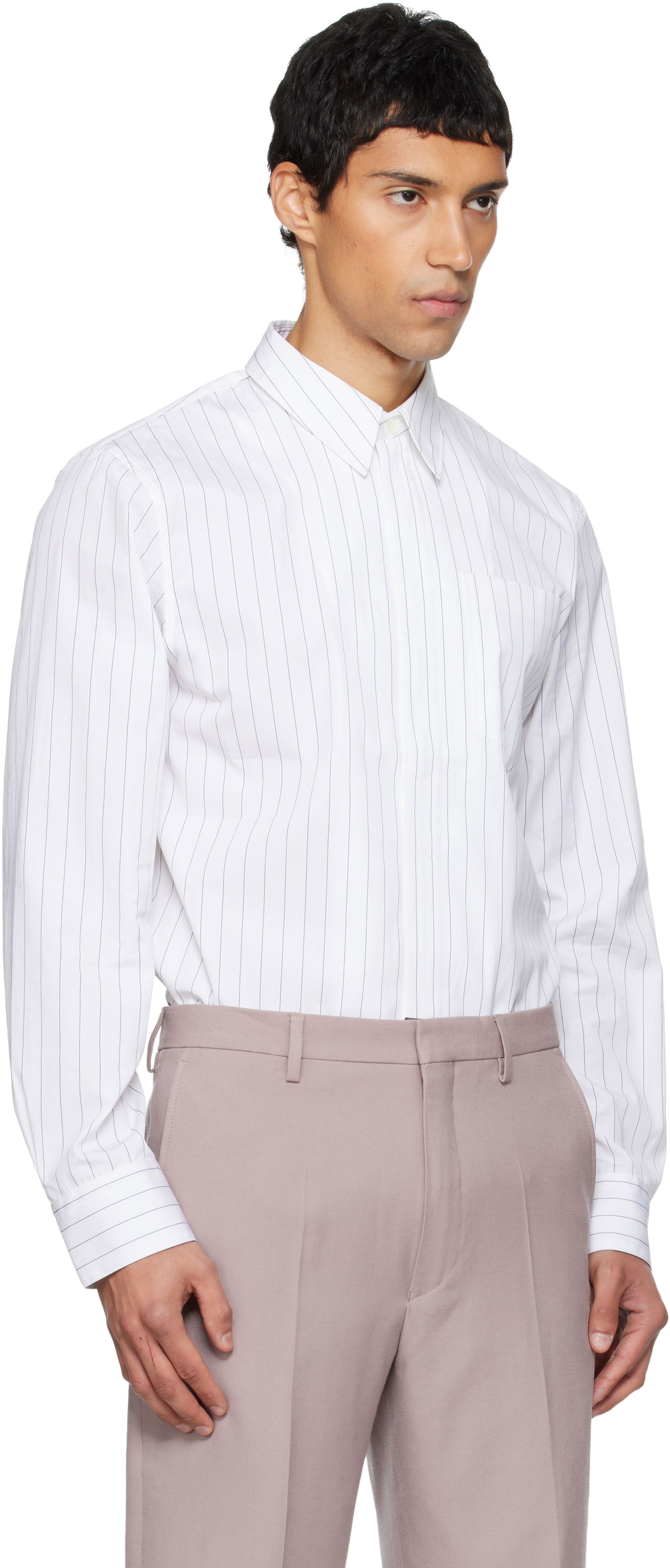 Paita Dries Van Noten Dries Van Noten Cotton Pinstripe Button-Front Shirt Valkoinen | 252-020708-2021, 1