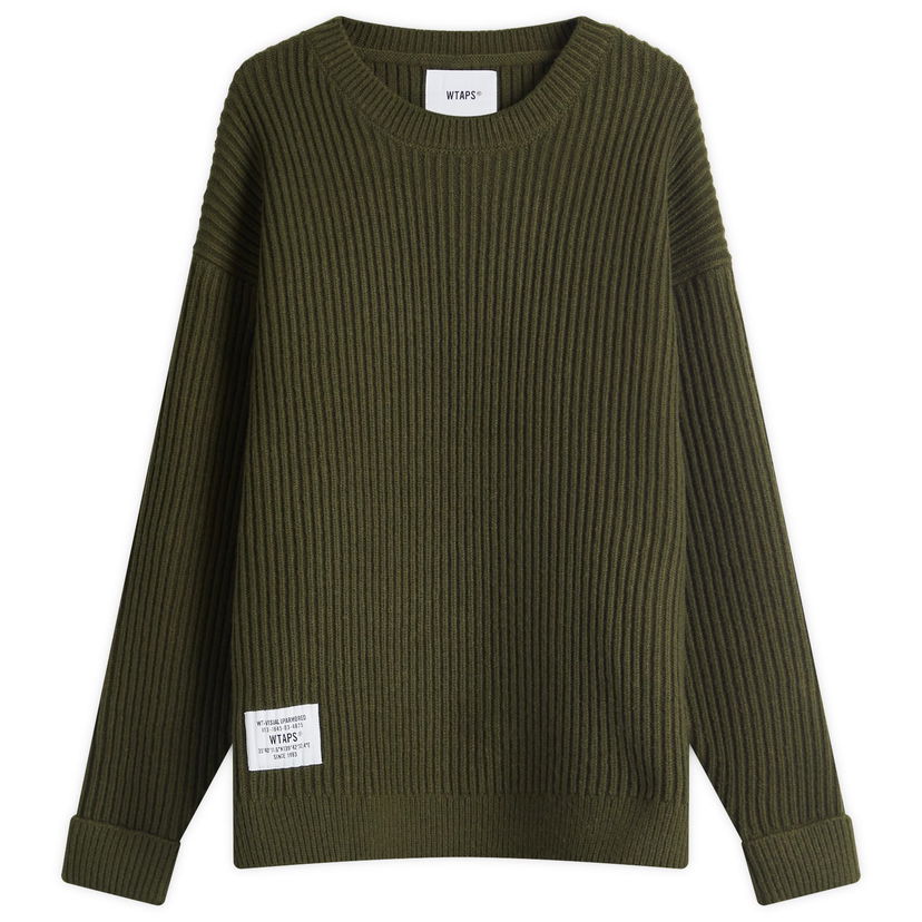Villapaita WTAPS WTAPS 06 Heavy Ribbed Knit Sweater, Size Large Vihreä | 242MADT-KNM06-OLV