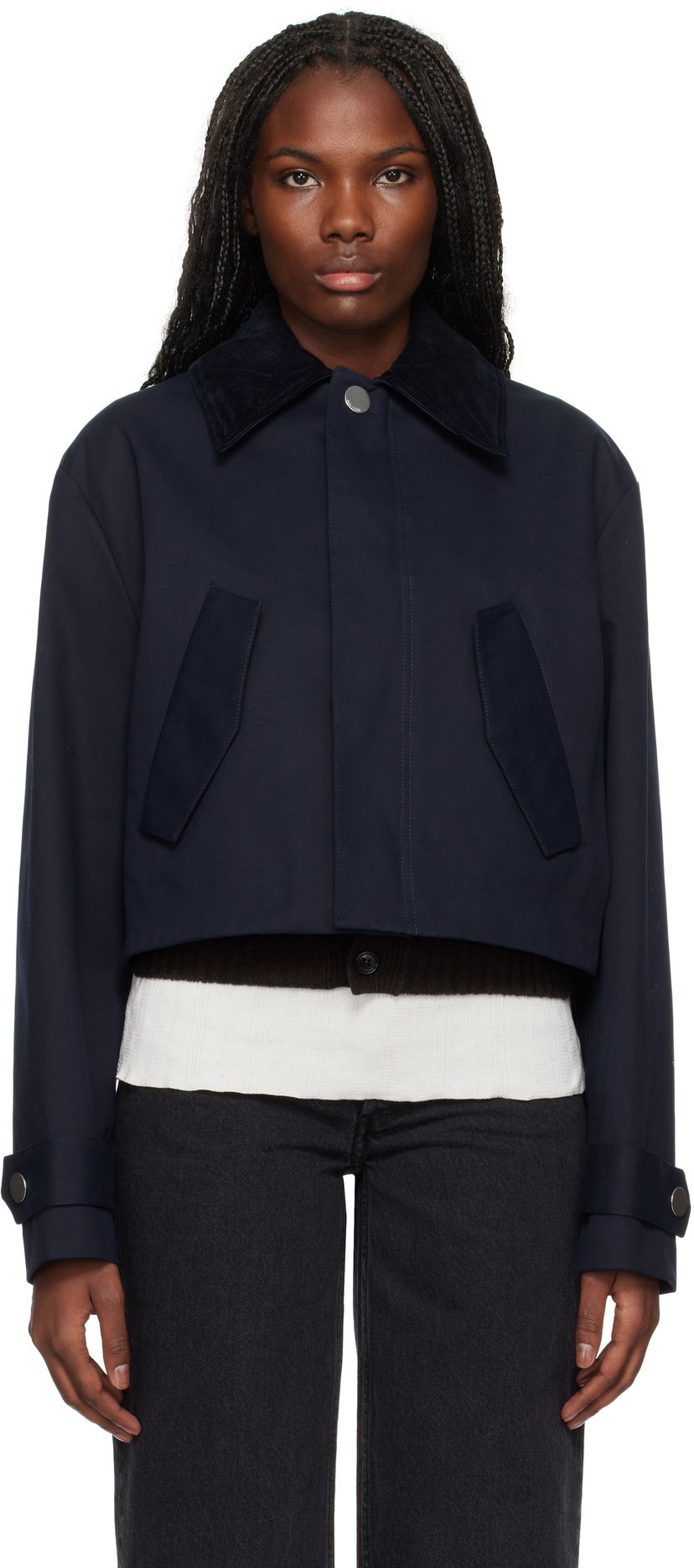 Takki AMI Short Jacket Tummansininen | FJK069.CO0081