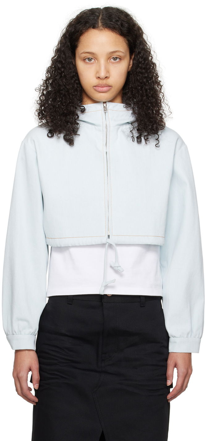 Huppari We11done Cropped Denim Hoodie Jacket Sininen | WD-JP0-24-093-W-IC