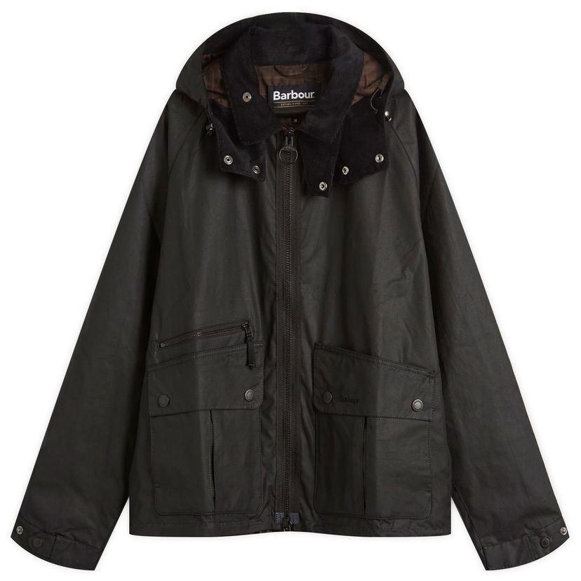 Takki Barbour Re-Engineered Bardon Spey Wax Jacket, Size Large Musta | MWX2482BK71