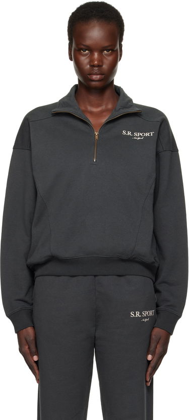 Huppari Sporty & Rich 'S.R. Sport' Quarter Zip Sweatshirt Harmaa | ST073512304BA02, 0