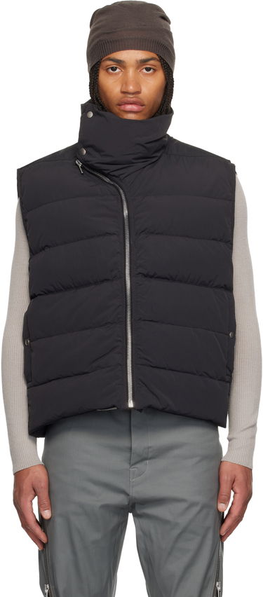 Liivi Rick Owens Concordians Flight High Neck Asymmetrical Zip Puffer Down Vest Musta | RU02E1798 MTD1, 0
