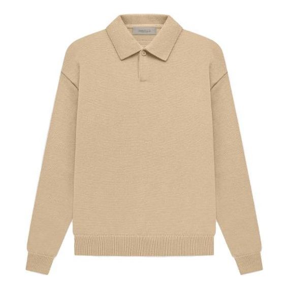 Villapaita Fear of God Essentials Knit Long Sleeve Polo Beige | FOG-SS23-041