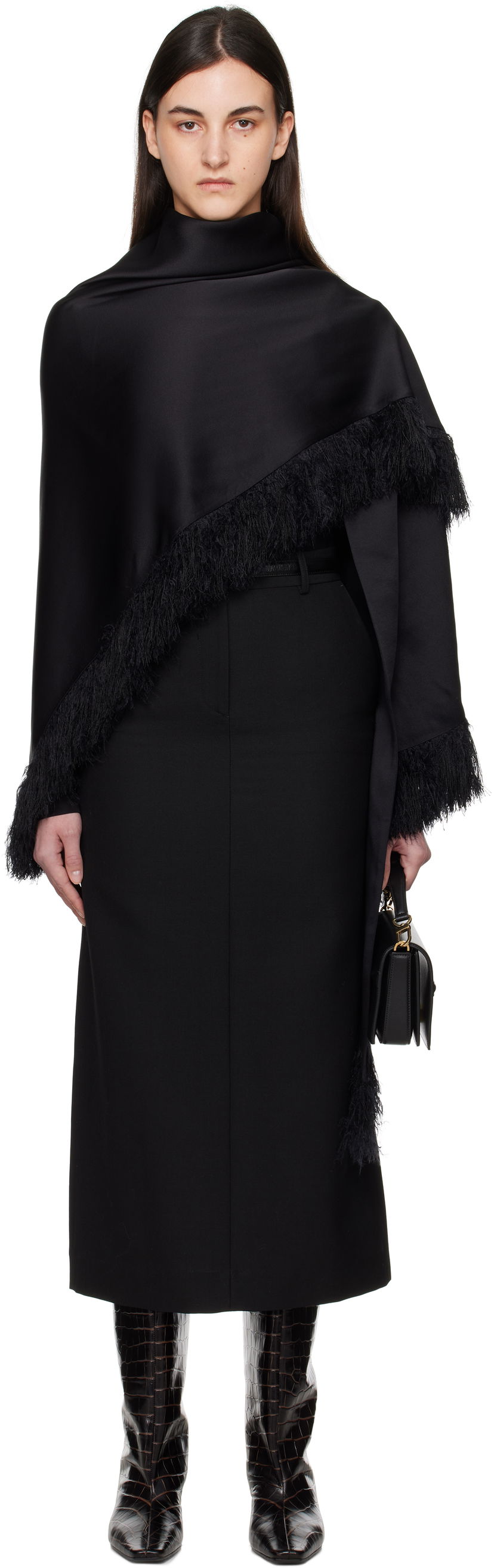 Hame TOTEME TOTEME Fringe Shawl Musta | 251-WSC4504-FB0344