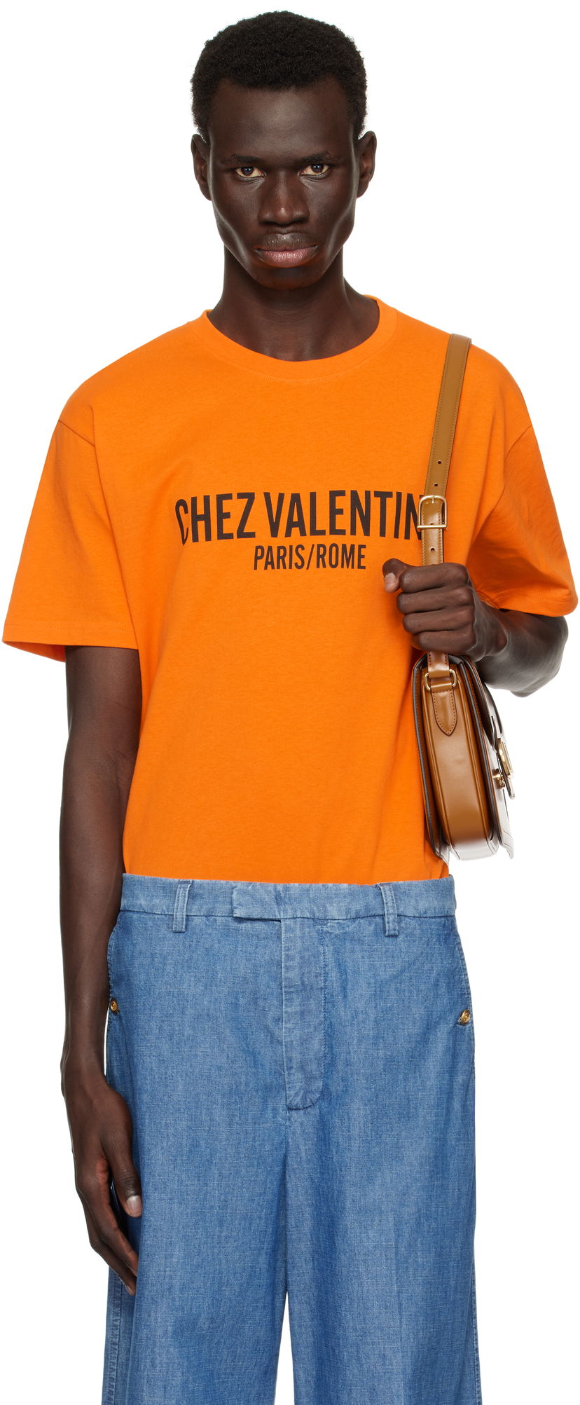 T-paita Valentino Valentino 'Chez Valentino' T-Shirt Oranssi | 6V3MG16PAPG