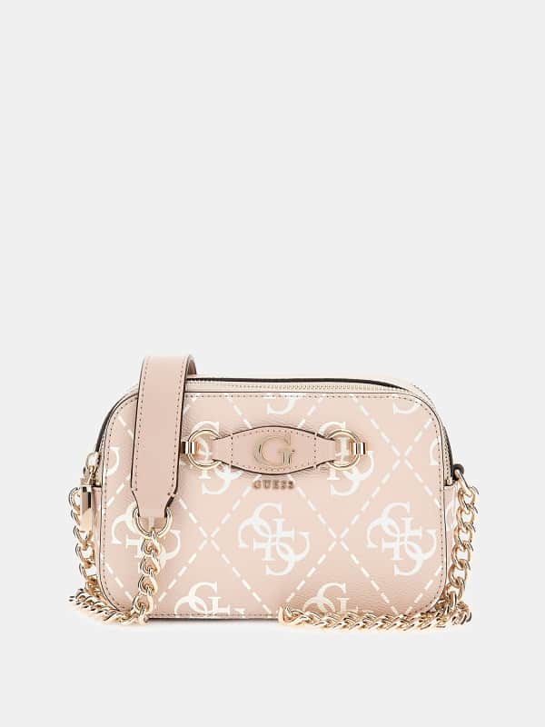 Käsilaukku GUESS Izzy 4G Logo Mini Crossbody Bag Vaaleanpunainen | HWOQ8654140