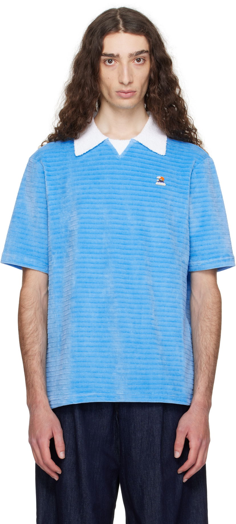 Poolopaita Casablanca Casablanca Velour Stripe Polo Sininen | MPF25-JTP-383-01
