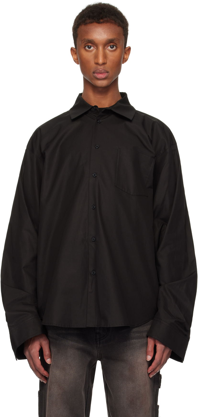 Paita We11done We11done Twisted Sleeve Shirt Musta | WD-SH3-24-110-U-BK