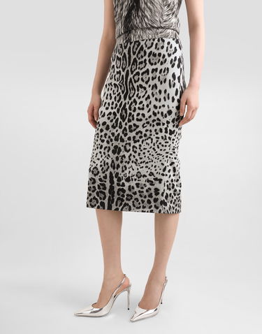 Hame Dolce & Gabbana Calf-length Pencil Skirt With Leopard Print Harmaa | F4B6UTFSADDHI13N, 3