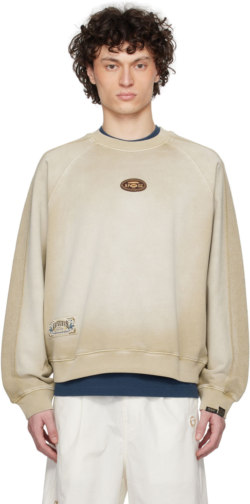 Villapaita AAPE by A Bathing Ape AAPE by A Bathing Ape Main Crewneck Sweatshirt Beige | AAPSWMC320XXNBGX