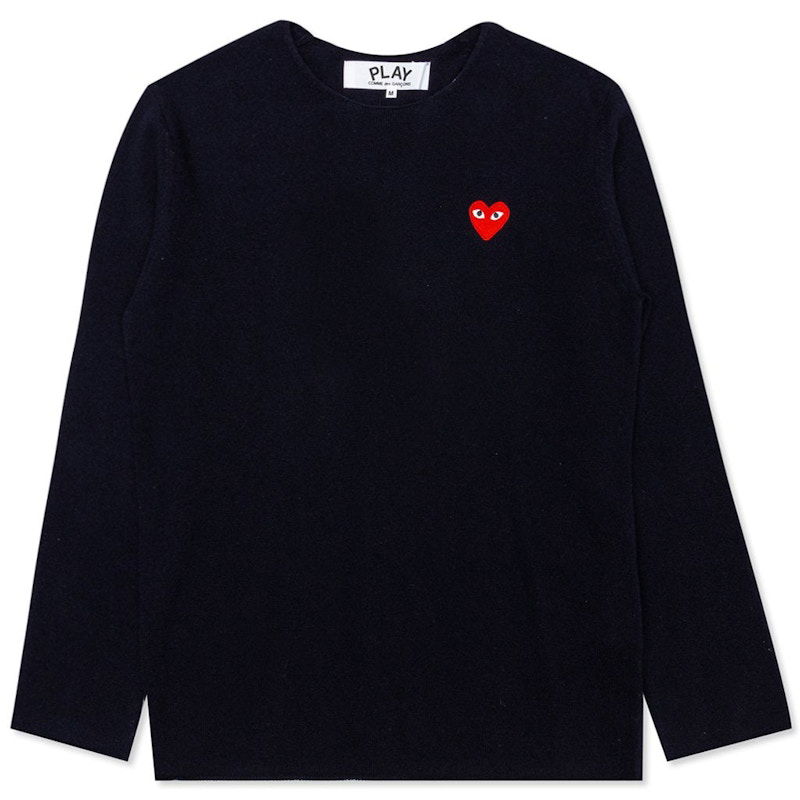 Huppari Comme des Garçons Play Red Heart Crewneck Tummansininen | AZ-N067-051-2, 0
