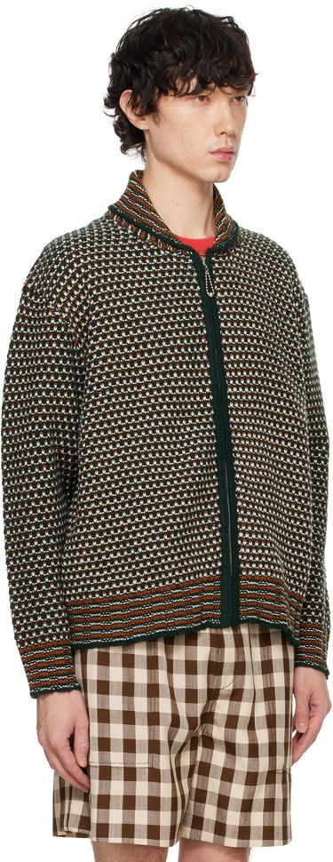 Villapaita Bode Bode Schenectady Zip-Up Knit Sweater Vihreä | MRF24KT018, 1