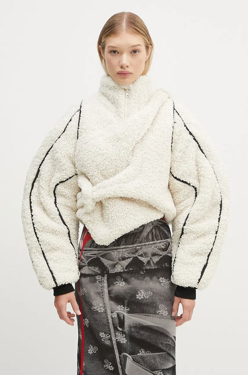 Huppari Ottolinger Ottolinger Asymmetrical Teddy Jacket Valkoinen | 1090603121