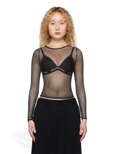 T-paita Balenciaga Crystal Long Sleeve Musta | 744999 3D2B4