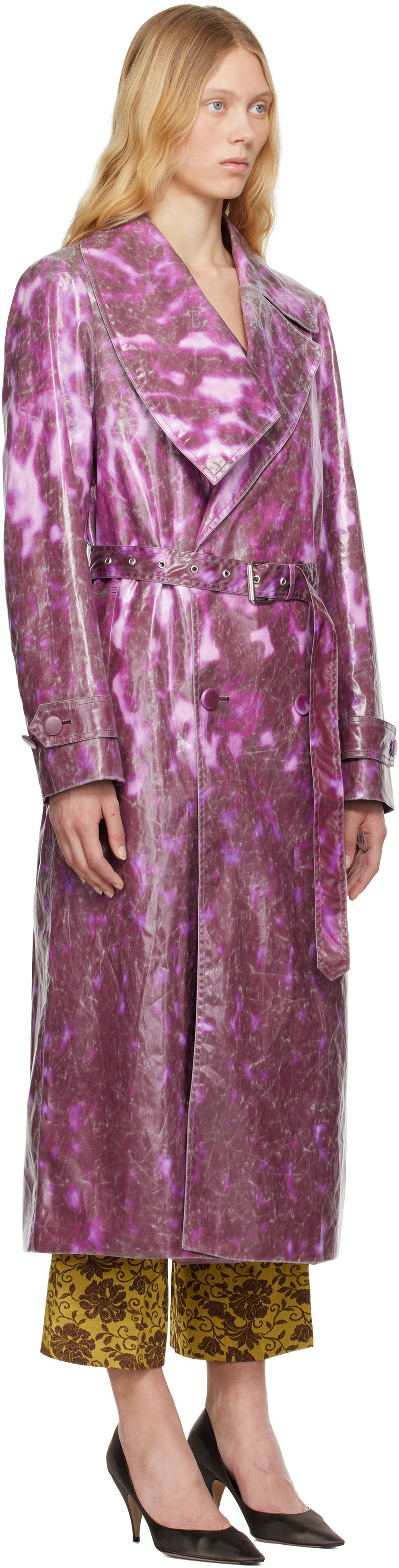 Sadetakki Dries Van Noten Dries Van Noten Double-Breasted Trench Coat Violetti | 251-010213-1108, 1