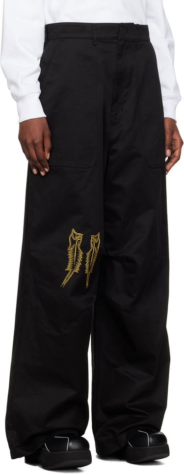 Cargo housut We11done We11done Embroidered Wide Leg Trousers Musta | WD-PT1-23-252-M-BK, 1