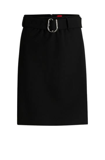 Hame BOSS Mini Skirt with Belt and Wrap-Style Front Musta | 50545768, 0
