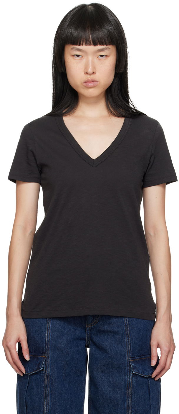 T-paita rag & bone Rag & Bone 'The Slub' V-Neck T-Shirt Musta | W272C34CH