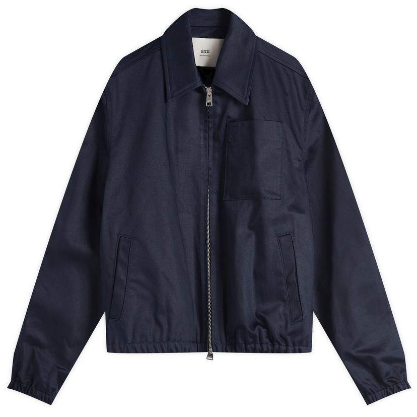 Tuulitakki AMI AMI Paris Men's ADC Zipped Cotton Jacket Size Small Tummansininen | HJK059-CO0103-4011