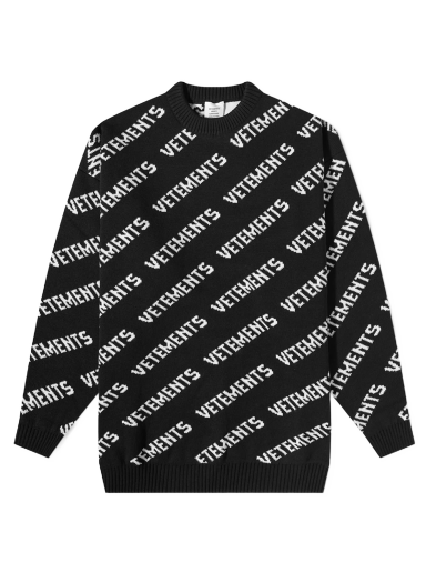 Huppari VETEMENTS Monogram Crew Knit Black/White Musta | UE54KN220X