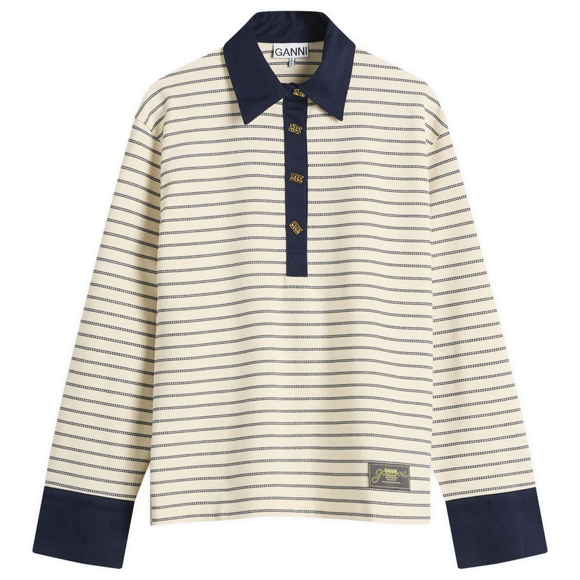 Poolopaita GANNI GANNI Piquet Jersey Polo Shirt Beige | T4215-135