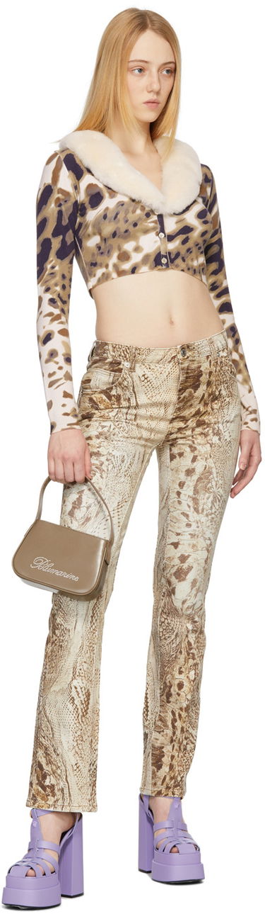 Villapaita Blumarine Blumarine Print Cropped Cardigan with Faux Fur Collar Monivärinen | 2M147A, 3