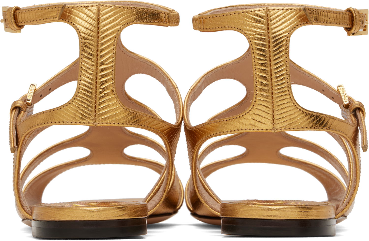 Kengänhoito Tom Ford TOM FORD Laminated Lizard Print Sandals Metallinen | W3630-LCL232G, 1