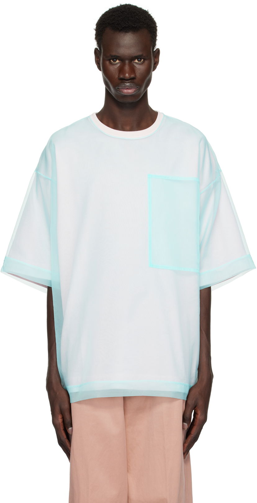 T-paita Dries Van Noten Dries Van Noten Layered Organza T-Shirt Sininen | 251-021120-1603
