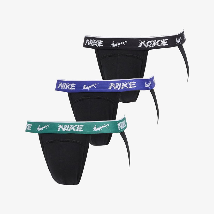 Nyrkkeilijät Nike DRI-FIT Everyday Cotton Stretch Jock Strap 3-Pack Musta | 0000KE1013-EYC