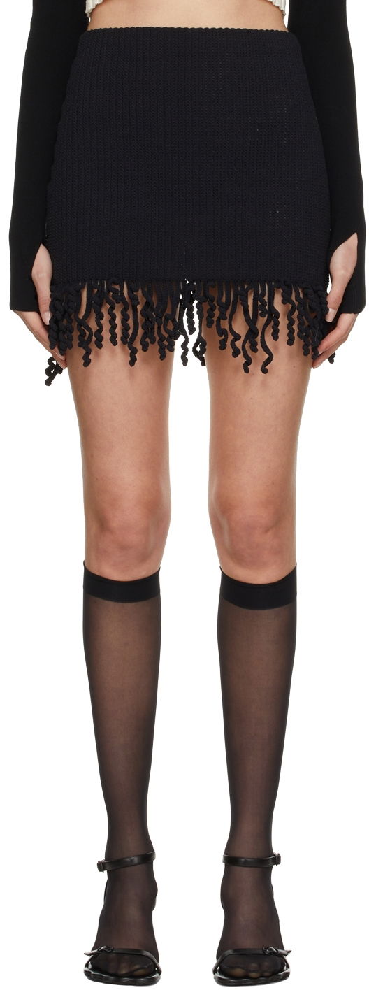 Hame Dion Lee Cotton Miniskirt with Fringe Musta | A7570S22