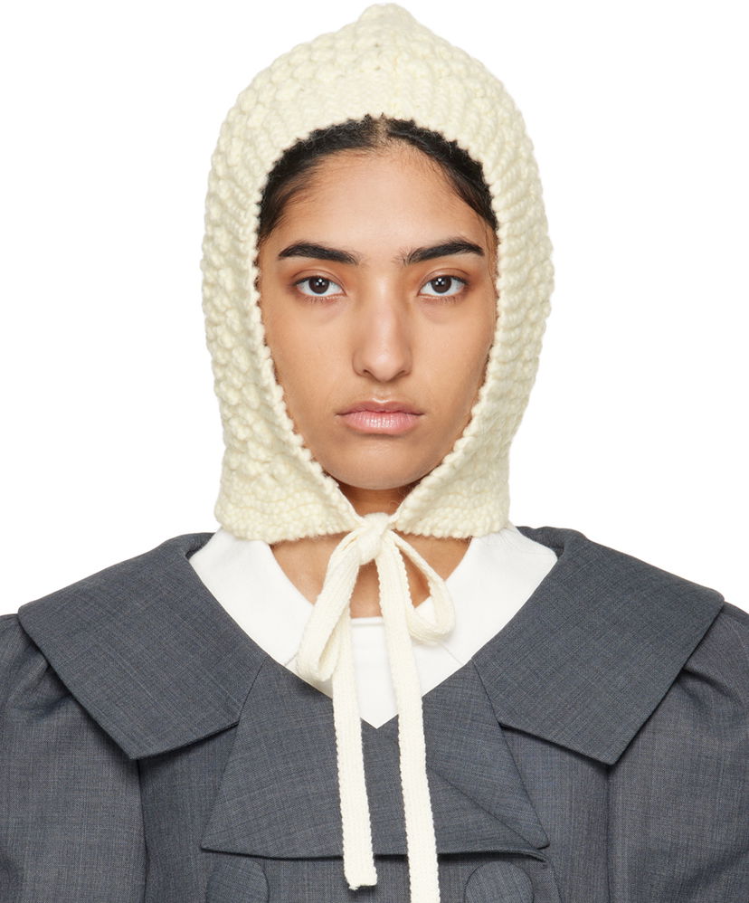 Pipo SHUSHU/TONG SHUSHU/TONG Tied Knit Hood Valkoinen | MWDCAC06 ACR001